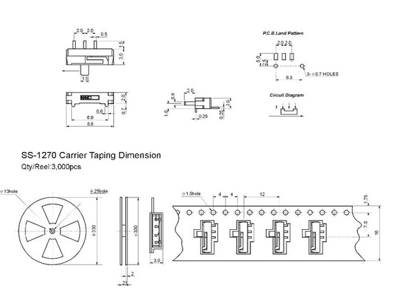 SS-1270L撥動開關規格圖